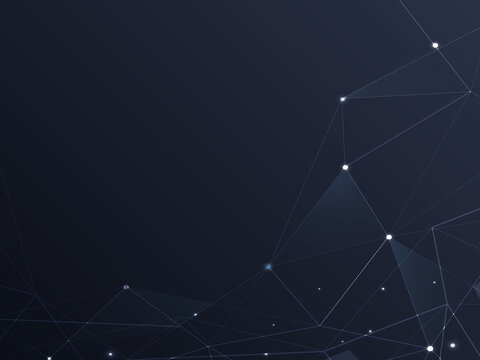 Dark blue constellation node network background