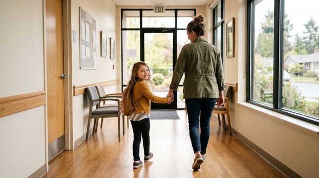 Relaxed child leaves clinic after fluoride care