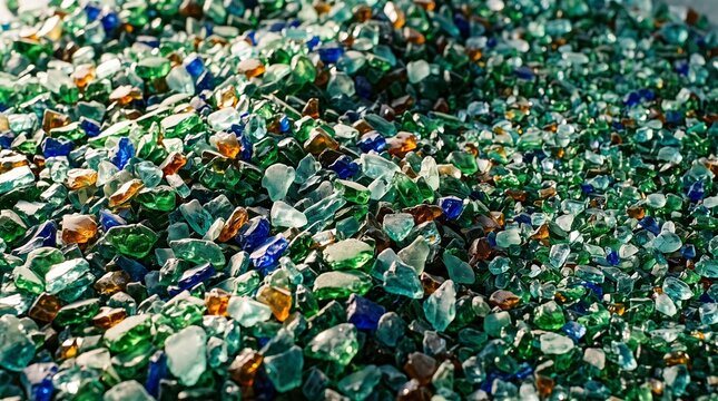 Jewel toned recycled glass cullet background field