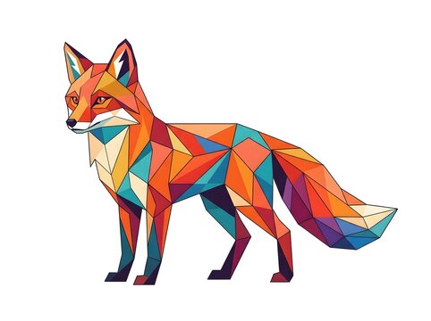 Hyperlocal Geometric Fox Illustration with Colorful Shapes