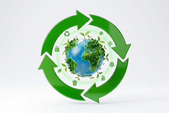 3D Circular Economy Recycling Arrow Loop