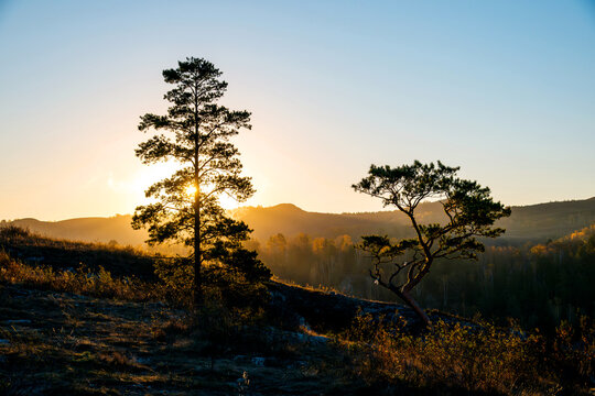 Dawn in the mountains of Bashkiria