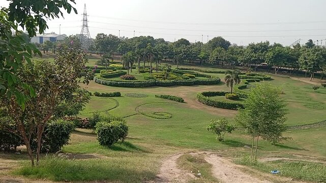 
Aerial View of Green Landscaped Park Near Ring Road Lahore Pakistan
