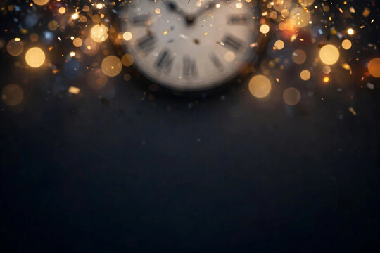 Countdown clock with bokeh lights on top and empty dark gradient below