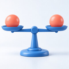 Obraz premium Blue Balance Scale with Coral Spheres on a Clean Background