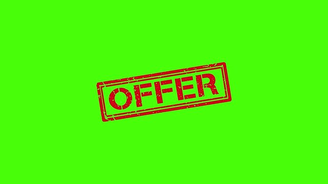 Red rubber stamp effect with offer text on green screen background, for marketing and, sales promotions