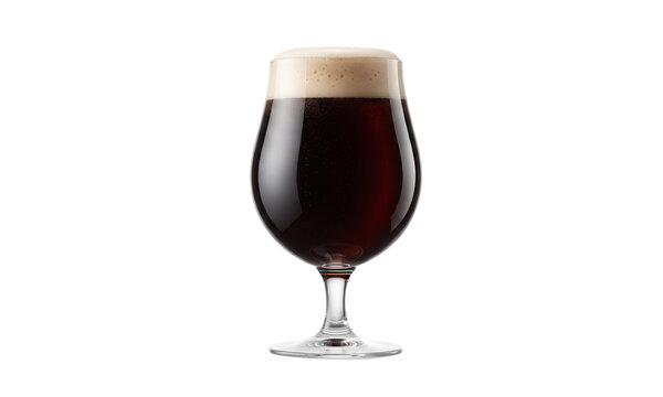 Dark Stout Beer in Stemmed Glass with Foam PNG
