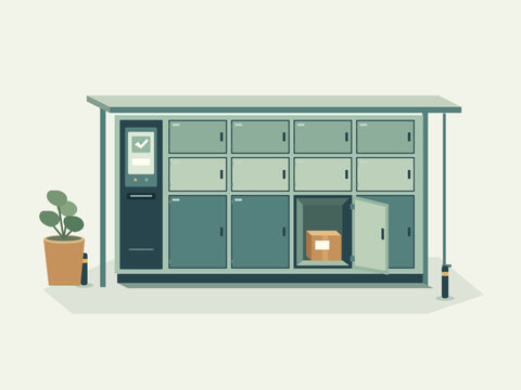 Parcel locker pickup point with an open package compartment
