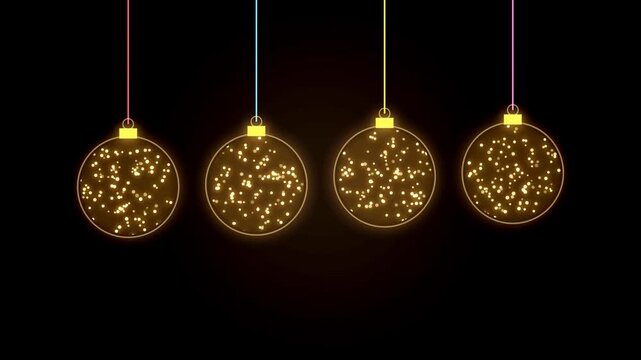 Glowing Christmas Balls With Sparkling Gold Dust Hanging Ornaments Loop