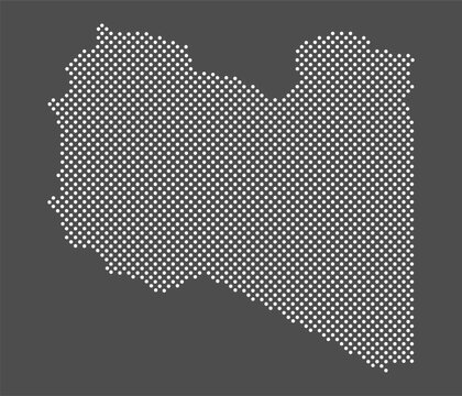 State of Libya map dot on gray background.  Dotted map of Libya  for your design. Vector eps 10.