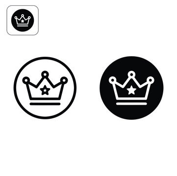 Royal crown icon set featuring star emblem for celebration branding