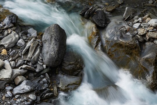 Mountain Stream Flowing over Rocks in the Austrian Alps
