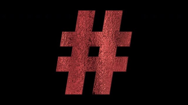 Bronze symbol "Hashtag Symbol", alpha channel, loop