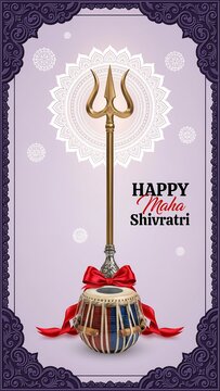Trishul and tabla drum for hindu festival maha shivratri