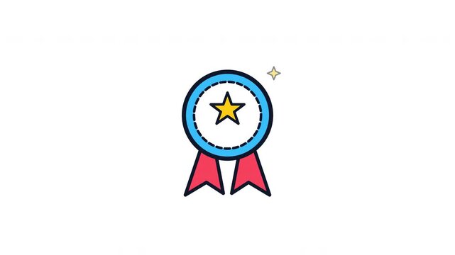 Blue award medal icons with gold stars arranged in a grid pattern