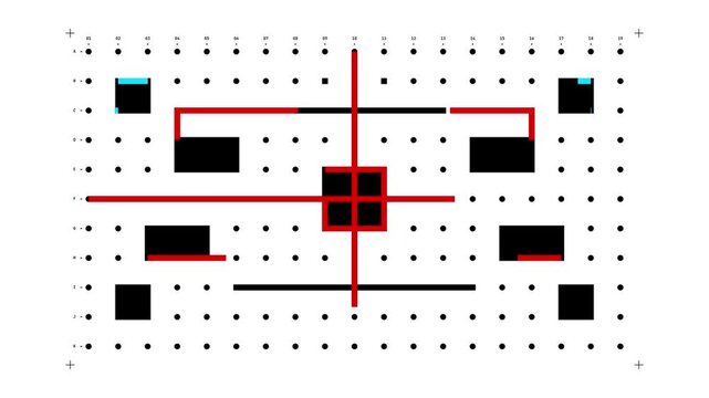 Abstract grid pattern illustrating a stylized circuit board layout with interconnected components and a central processing unit structure for modern computing concepts