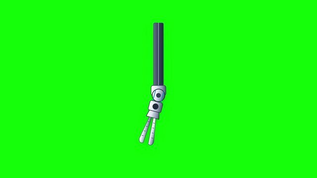 Mechanical robotic arm moving gracefully with smooth joints on vivid green background screen video footage