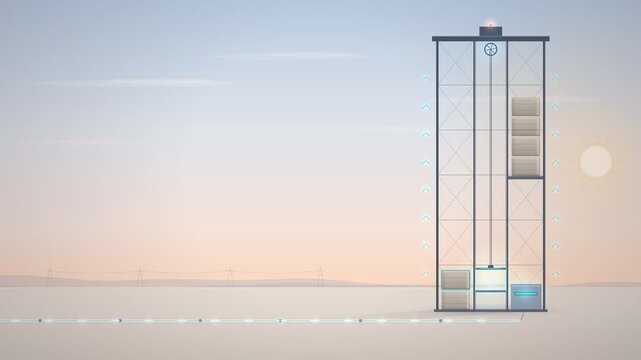 Gravity Energy Storage Tower Lifting and Lowering Blocks Seamless Loop