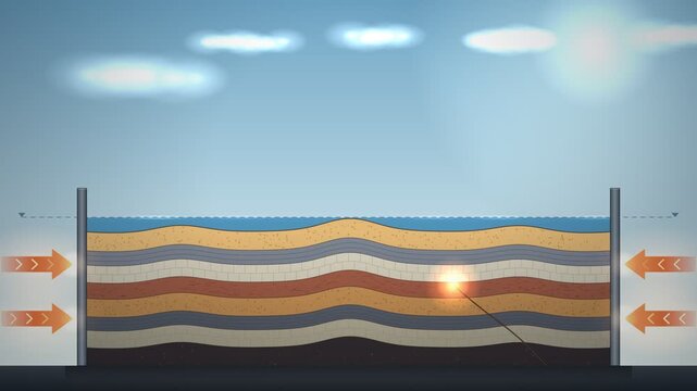 Fold Mountain Formation Rock Strata Compression Cross Section Animation