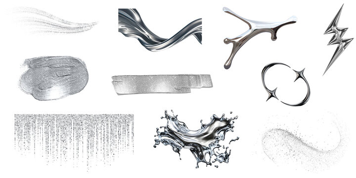 Black and Silver Liquid Metal Abstract Elements  &ndash; Elementos Abstratos de Metal L&iacute;quido Preto e Prata