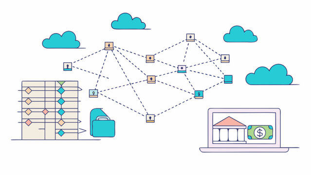 Financial transparency and anti-corruption concept with banking network, digital transactions, cloud data and transaction monitoring. Modern vector illustration on white background.