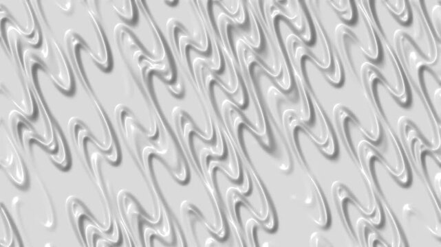 White liquid wave texture motion graphic. Glossy cream fluid pattern loop background animation. Abstract 3D white wavy surface ripple effect.