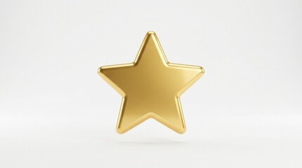 Fototapeta premium Simple 3D icon of a golden star, representing customer rating, quality review, favorite award, and excellence isolated on a white background