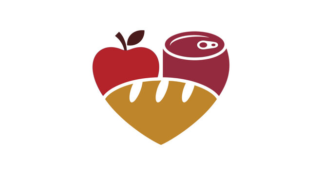Apple canned food and bread forming a heart shape vector illustration
