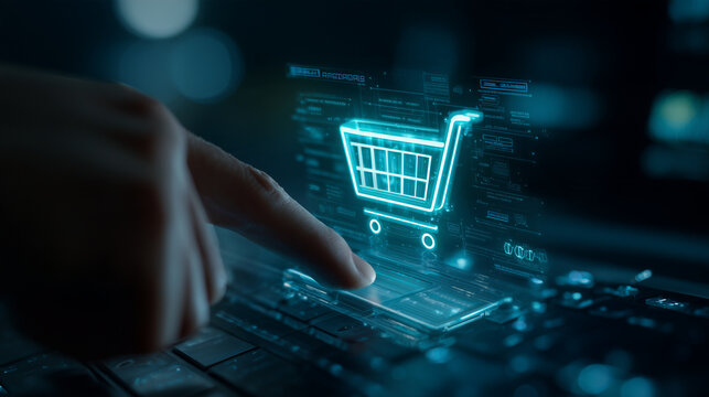 Online Shopping Concept with Digital Shopping Cart Interface