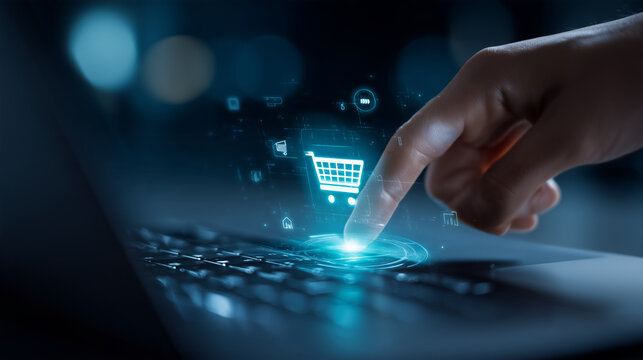 Online Shopping Concept with Digital Shopping Cart Interface