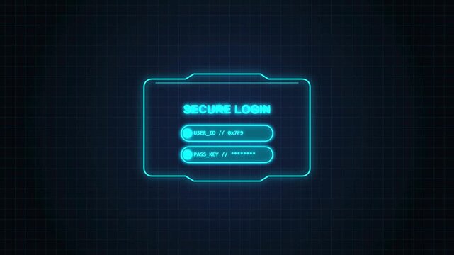 Futuristic Sci-Fi Secure Login HUD Interface with User ID and Password Box