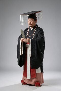 Chinese Spring and Autumn Period Feudal Lord in Usurped Mian Ceremonial Robe