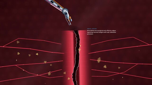 Medical animation of robotic microsurgery utilizing liquid human albumin serum and infrared laser to achieve structural cellular anastomosis without sutures
