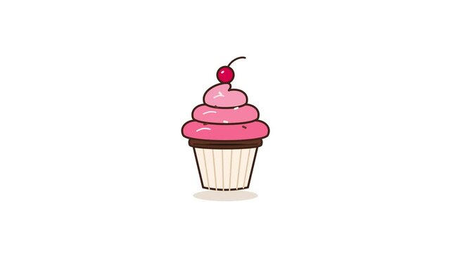 Pink cupcake illustration pattern on white background