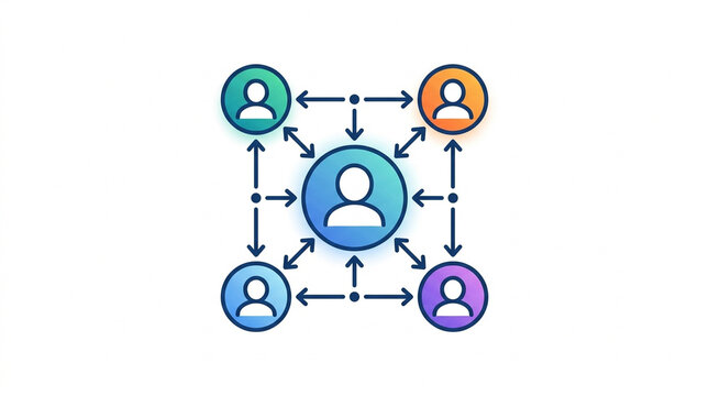 Modern customer relationship management icon illustration on white bac