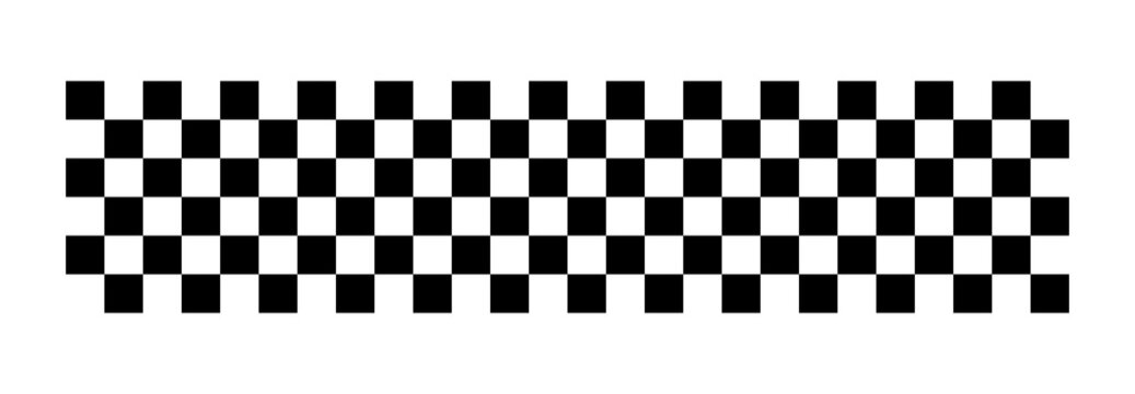 Black and white checkered flag border pattern horizontal strip element