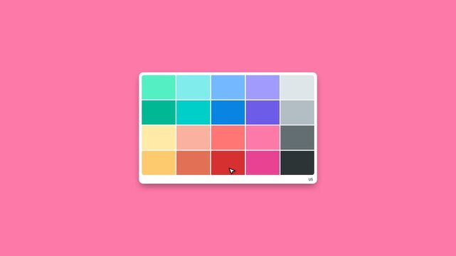 Mouse cursor selecting a color from a digital palette on green screen