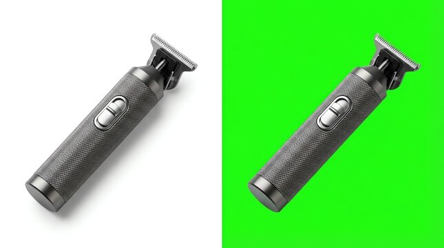 Dull Grayscale Electric Clipper Desk-side View with Bright Green Background