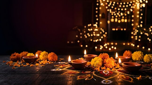 A vibrant and luminous depiction of diwali celebrations showcasing the beauty of lights and the joy of this festive season