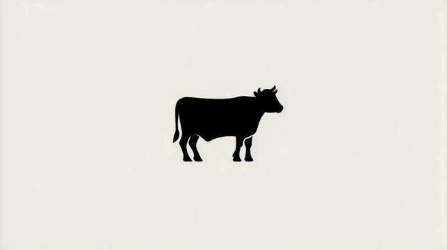 Simple flat vector icon of a black silhouette cow