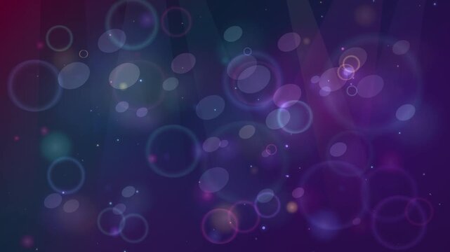 Looping animated background with floating bokeh bubbles and gradient colors transitioning from blue to purple