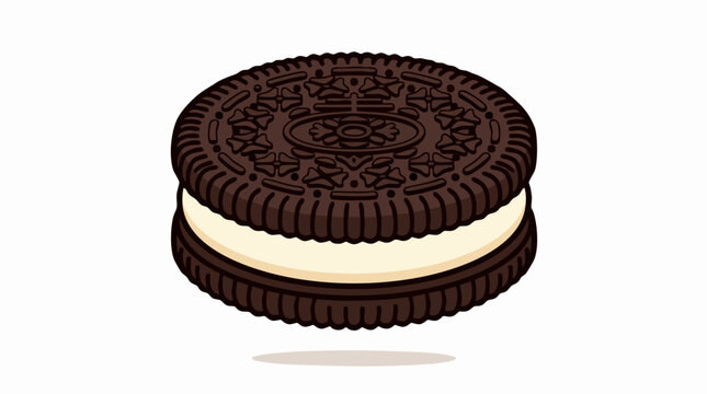 Oreo sandwich cookie with cream filling isolated on white background