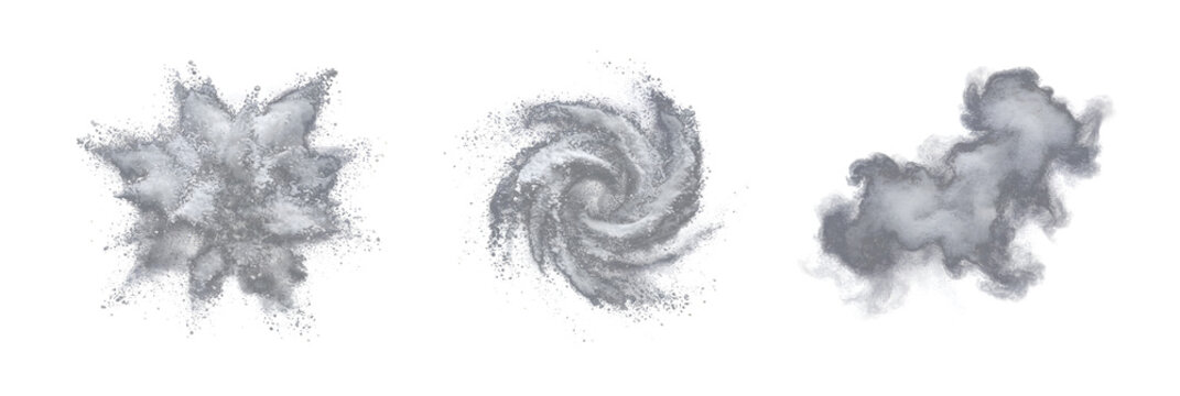 White Powder Explosion Blast Wave Cloud Set PNG Element