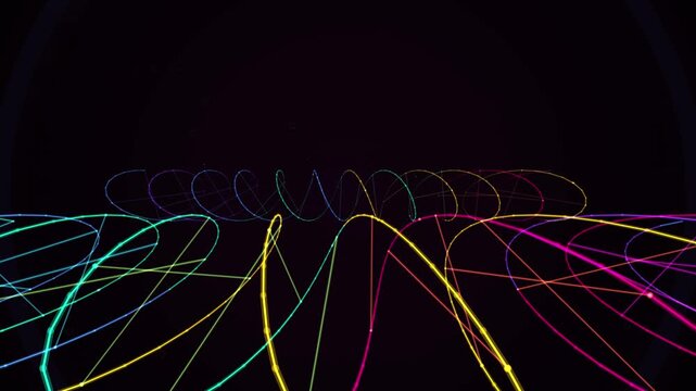 Abstract looping light trails creating animated wave patterns on dark background