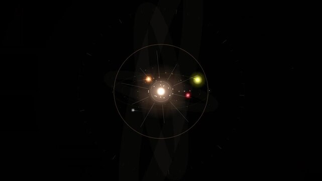 Looping animated star cluster with reticle in dark space