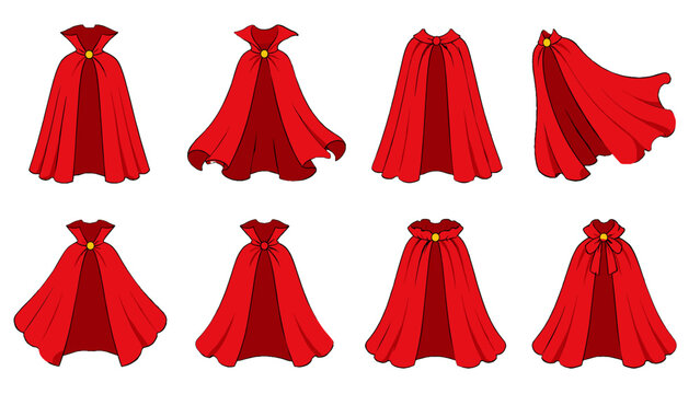 Set of red capes with decorative gold clasps