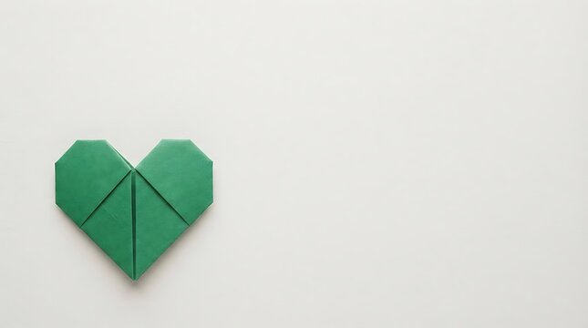 World AIDS Day green origami heart on a white background with copy