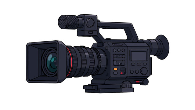 Professional video camera with large zoom lens