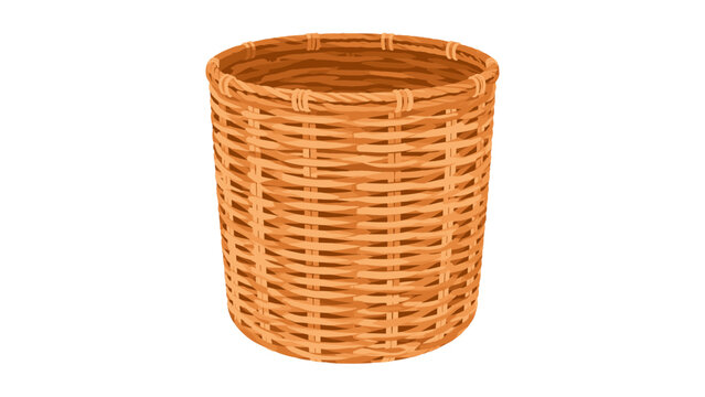 Round woven wicker basket with an open top