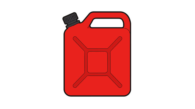Red jerry can with black cap and molded handle